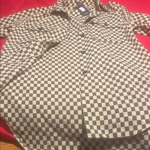 Fashion Nova Brown and Cream Checkered Trench Coat